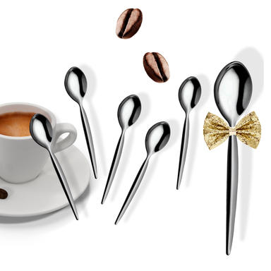 Set 6 Cucchiaini Da Caffè/Dessert Gräwe Nürnberg, Acciaio Inox 18/0, Manico Marrone, Lavastoviglie