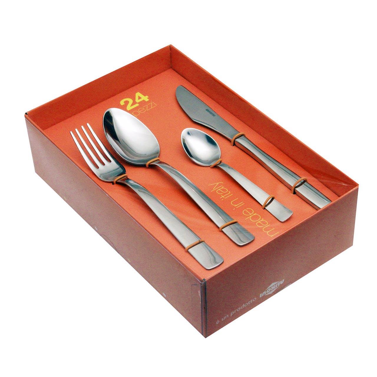 61410524 24 pcs. cutlery set pressed knife/M Nature Box 