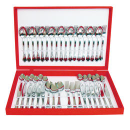 61600048 48 pcs. cutlery set pressed knife Wooden Box 