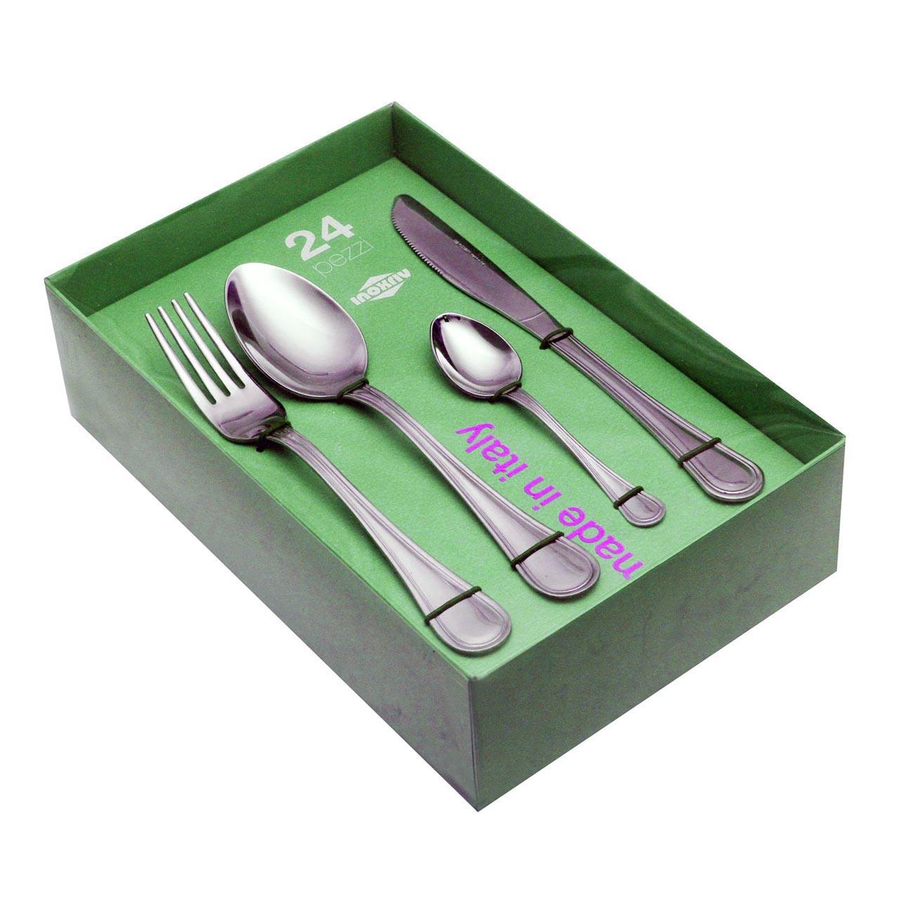 61319524 24 pcs. cutlery set pressed knife Nature Box 